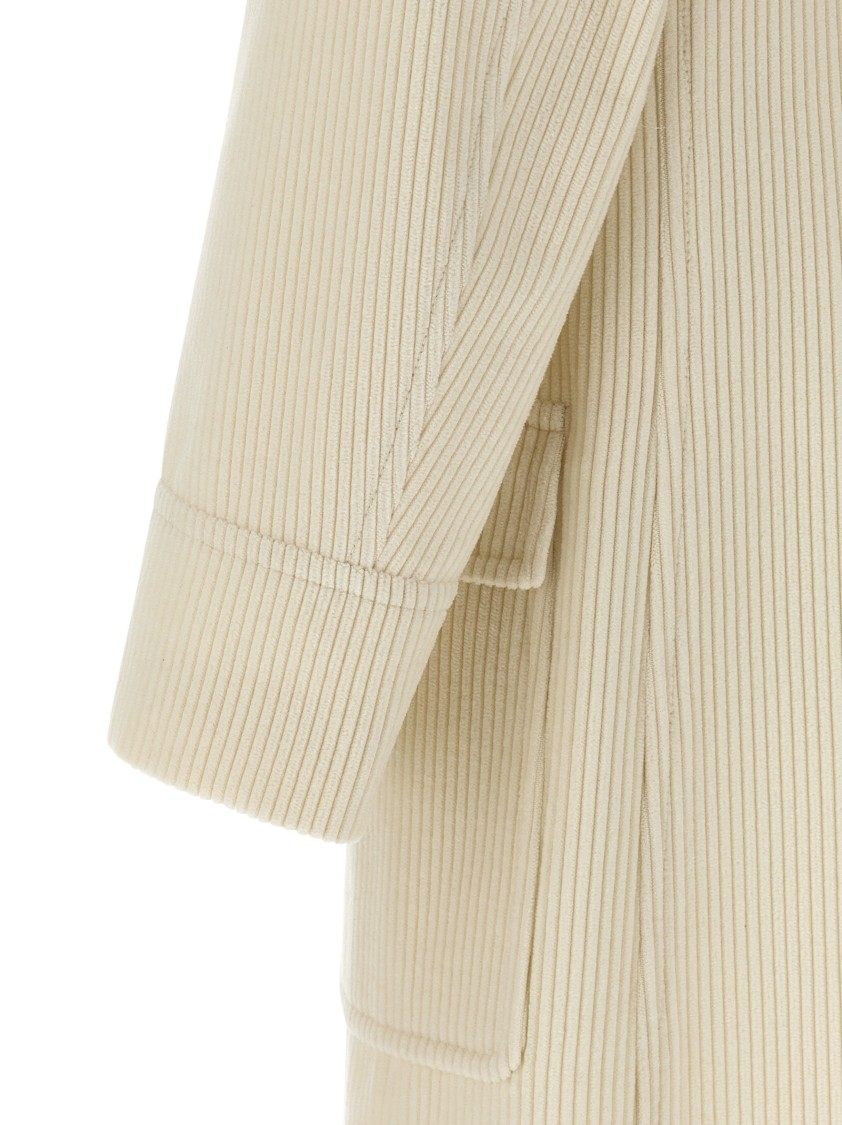 Brunello Cucinelli One-and-a-half Style Cashmere Wide Corduroy Coat In Neutral