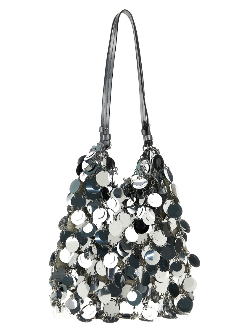 Rabanne Paco 'silver Sparkle Discs Large' Shoulder Bag In Silver