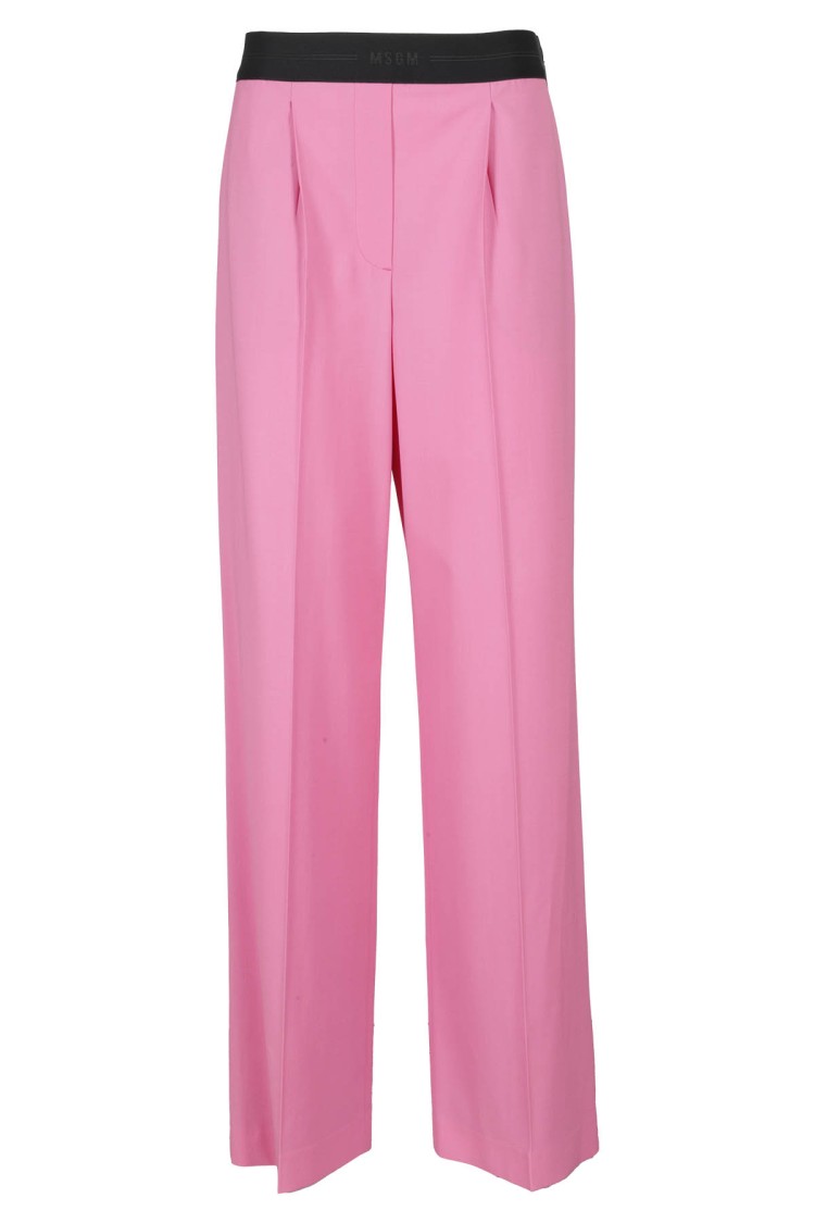 Msgm Wide-leg Wool Suiting Pant In Pink