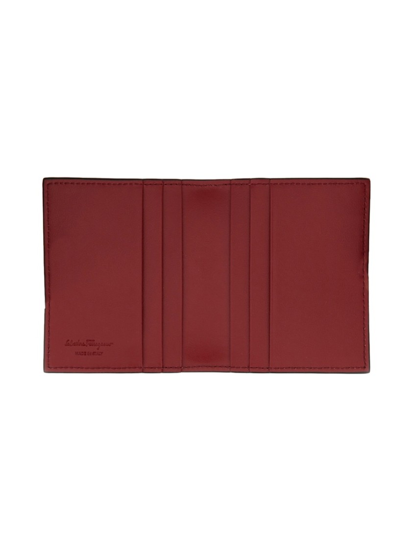 Ferragamo Textured Calfskin Cardholder With Polished Logo Accent In Black