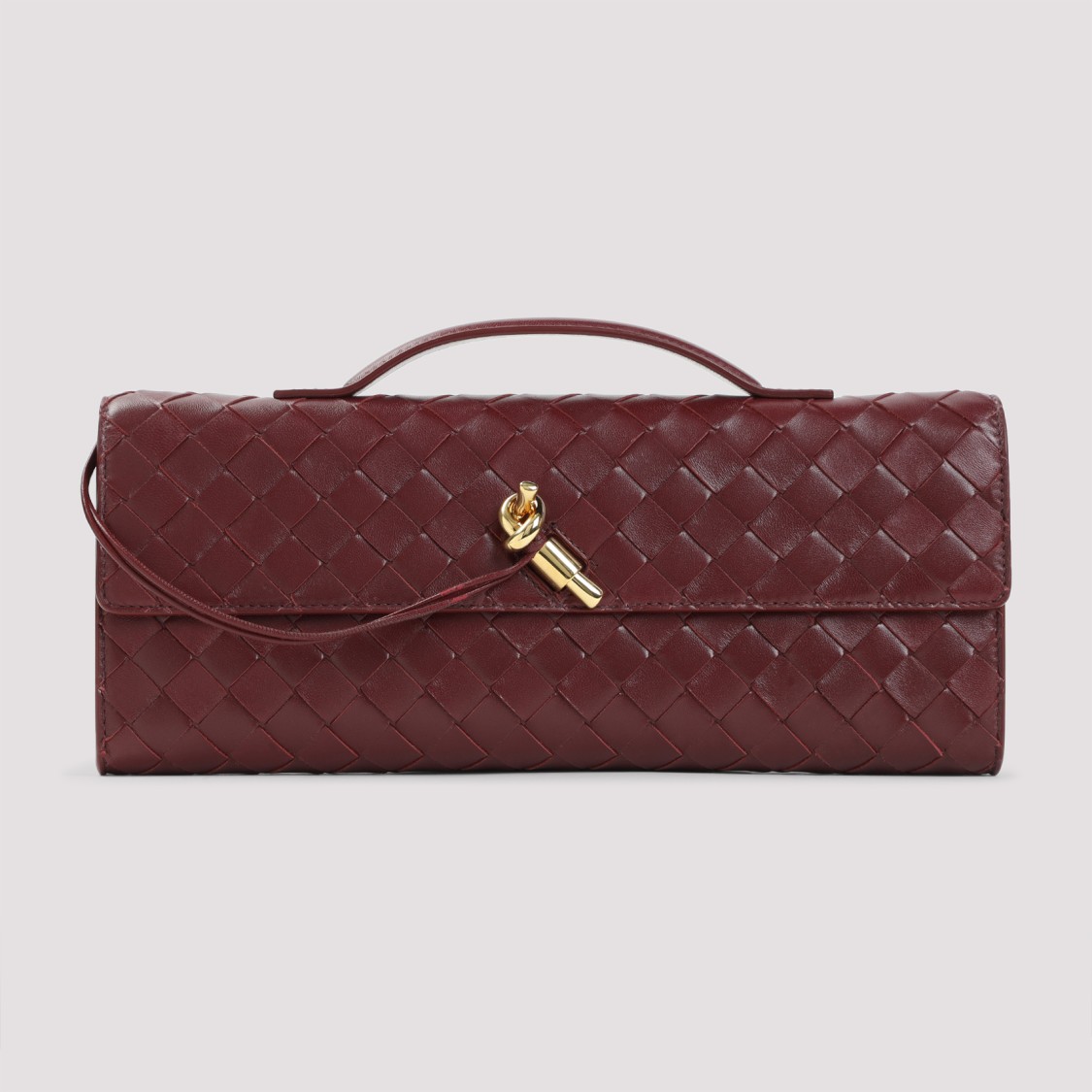 Bottega Veneta Andiamo Long Intreccio Clutch Bag In Burgundy