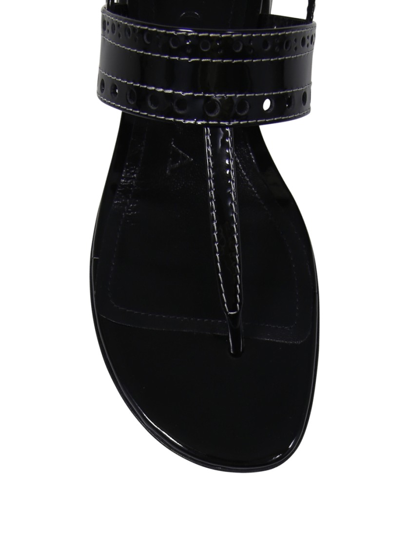 A. Bocca Black Leather Sandals In Black