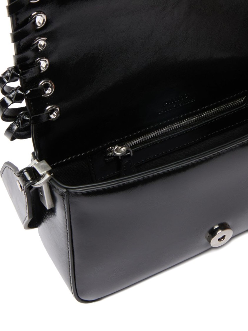 Pinko Slouchy Love Bag Soft Handbag With Fringes And Shoulder Strap In Black