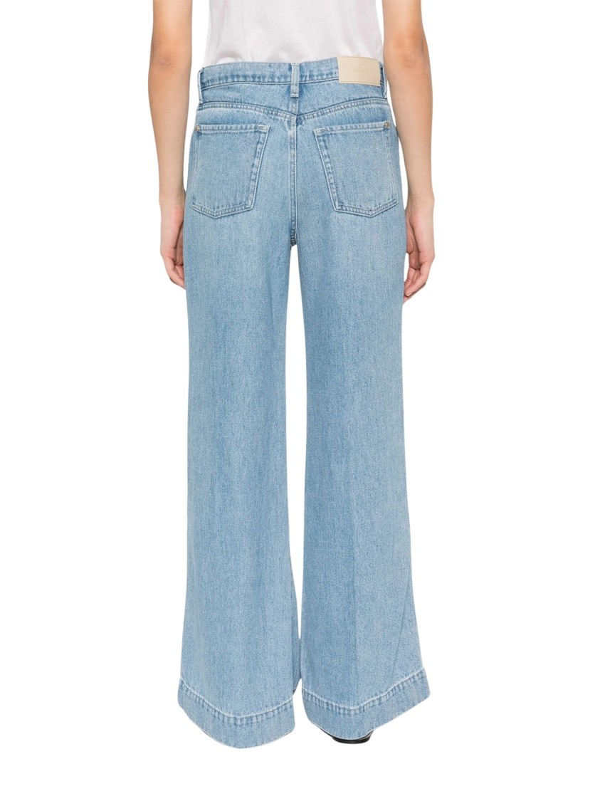 7 For All Mankind Wide-leg High-waisted Denim Jeans In Light Wash In Blue