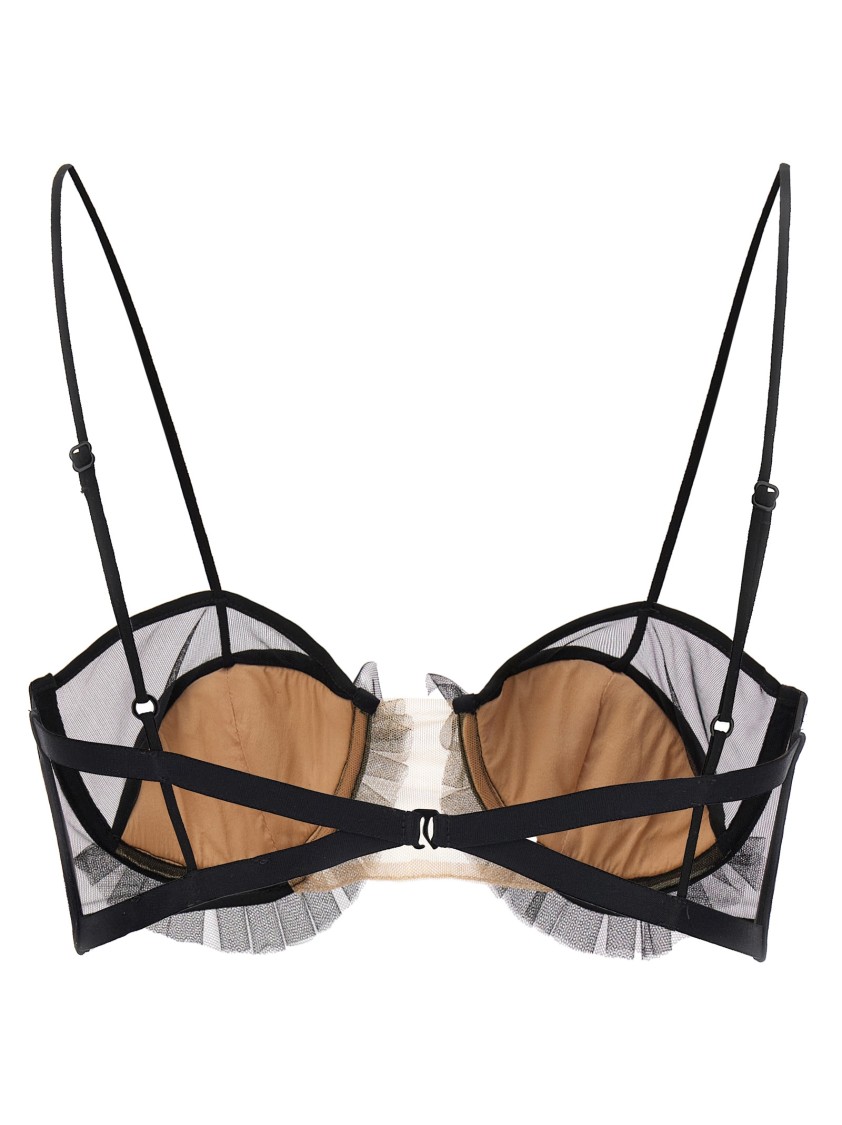 Nensi Dojaka Black Transparent Tulle And Silk Blend Georgette Bra In Black