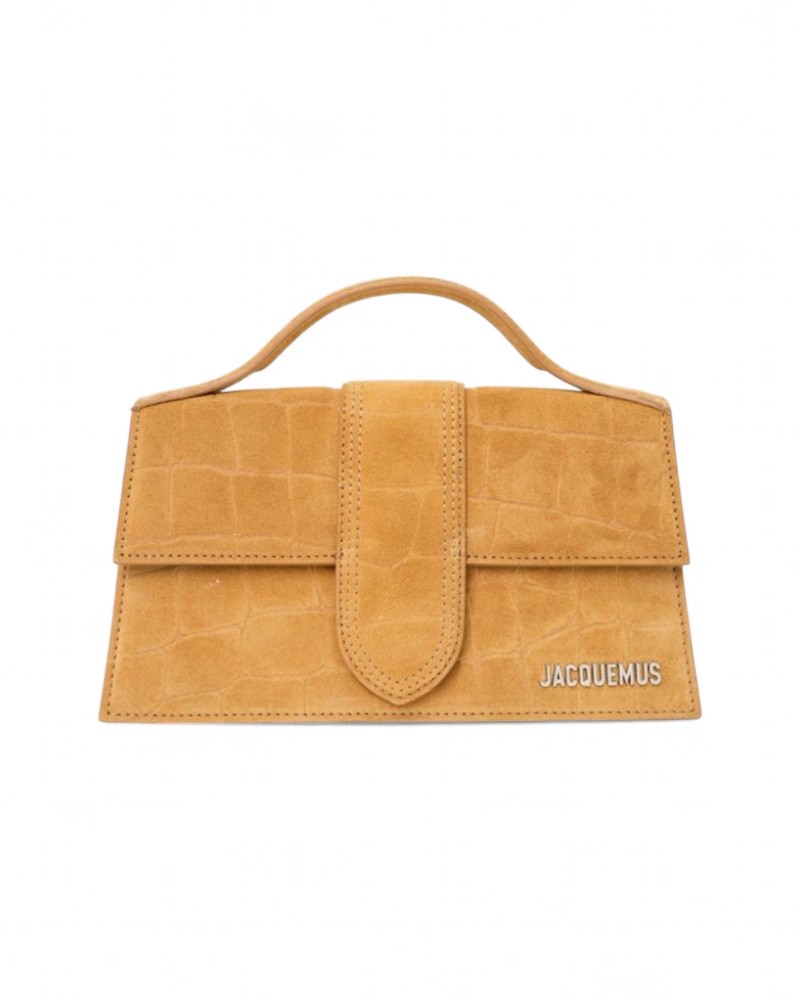 Jacquemus Le Grand Bambino Croc-embossed Suede Top Handle Bag