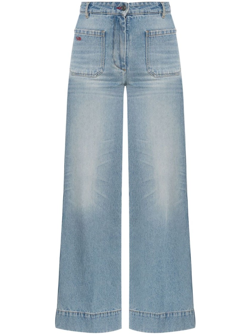 VICTORIA BECKHAM VICTORIA BECKHAM RELAXED WIDE-LEG LIGHT BLUE DENIM JEANS