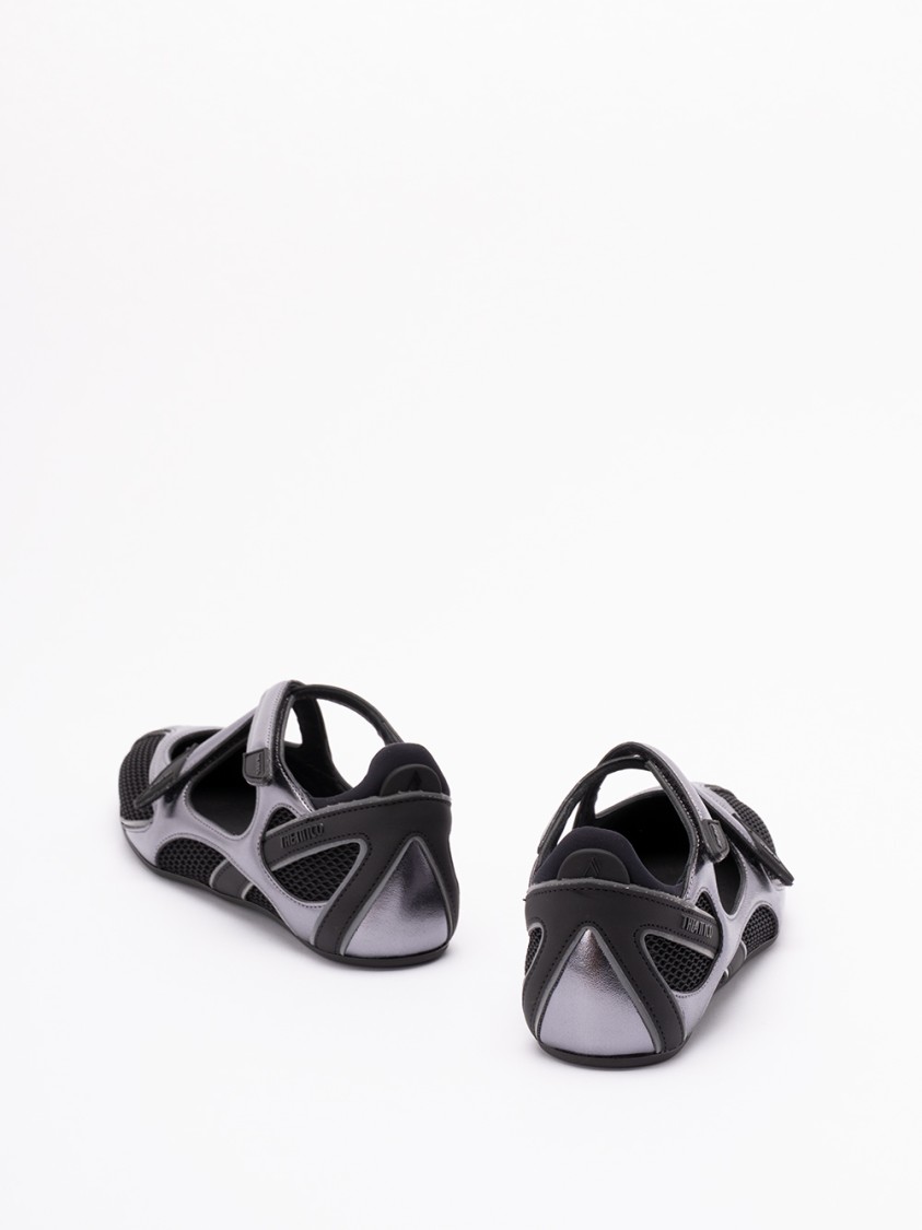 Attico Floor 01 Mesh And Leather Ballerinas Flat