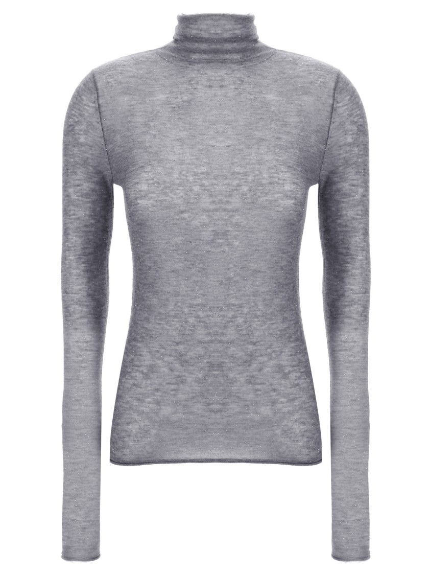 Pinko Semi-sheer Wool Sweater In Gray
