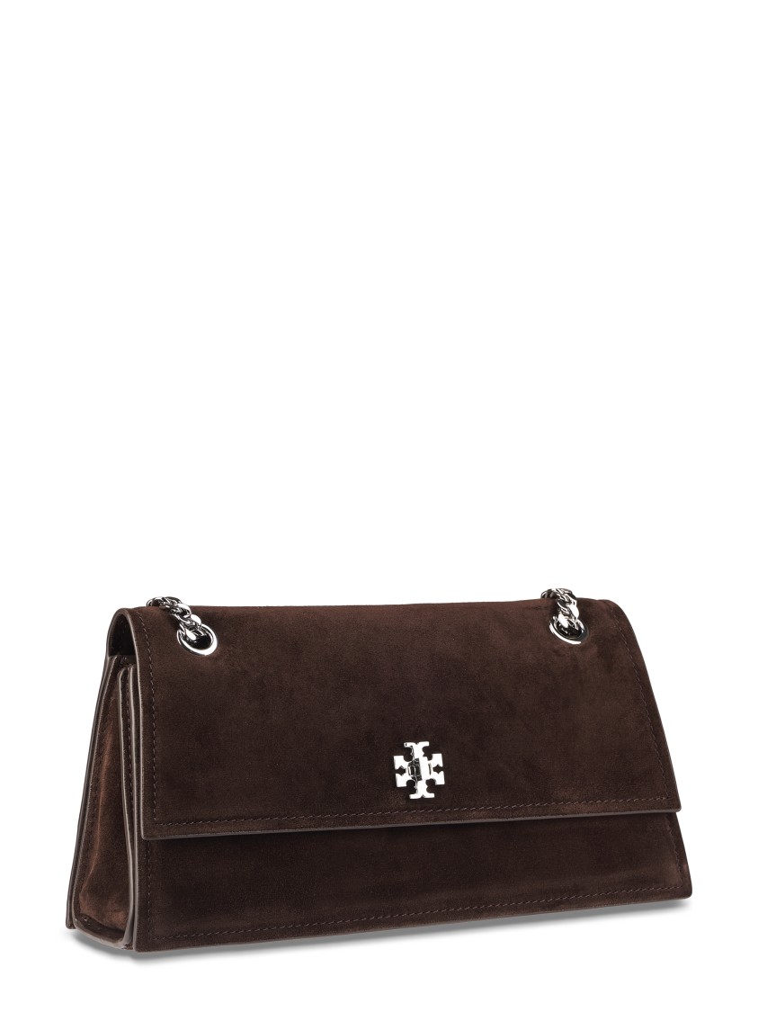Tory Burch Turnlock Suede Shoulder Bag In Black