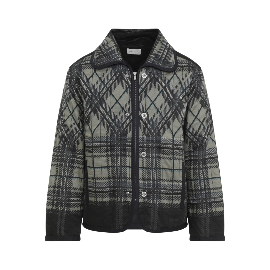 Shop Craig Green Quilted Casual Jacket With Distinctive Plaid Pattern And Silhouette In Grey
