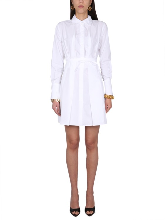 Patou Pleated Shirt Dress With Button Closure | THE LIST