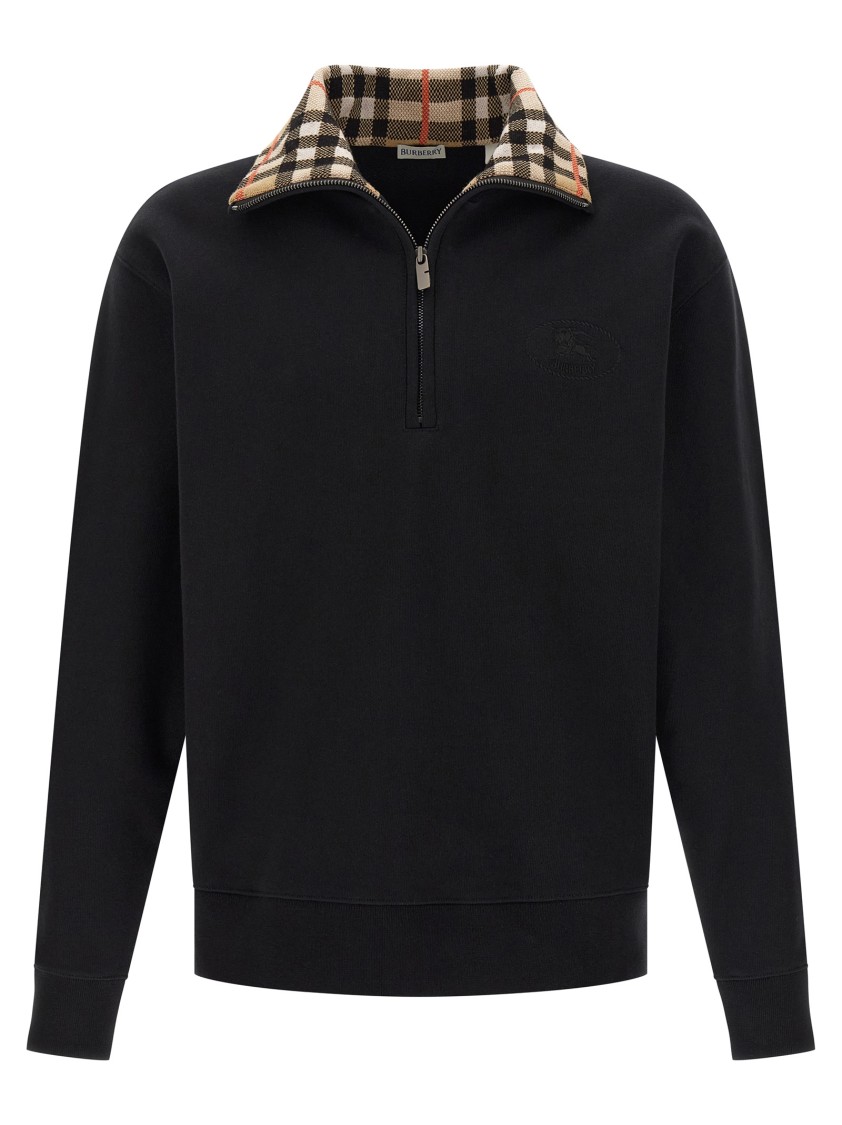 Burberry Mens Logo-embroidered Funnel-neck Cotton Sweatshirt Black Xl In Black