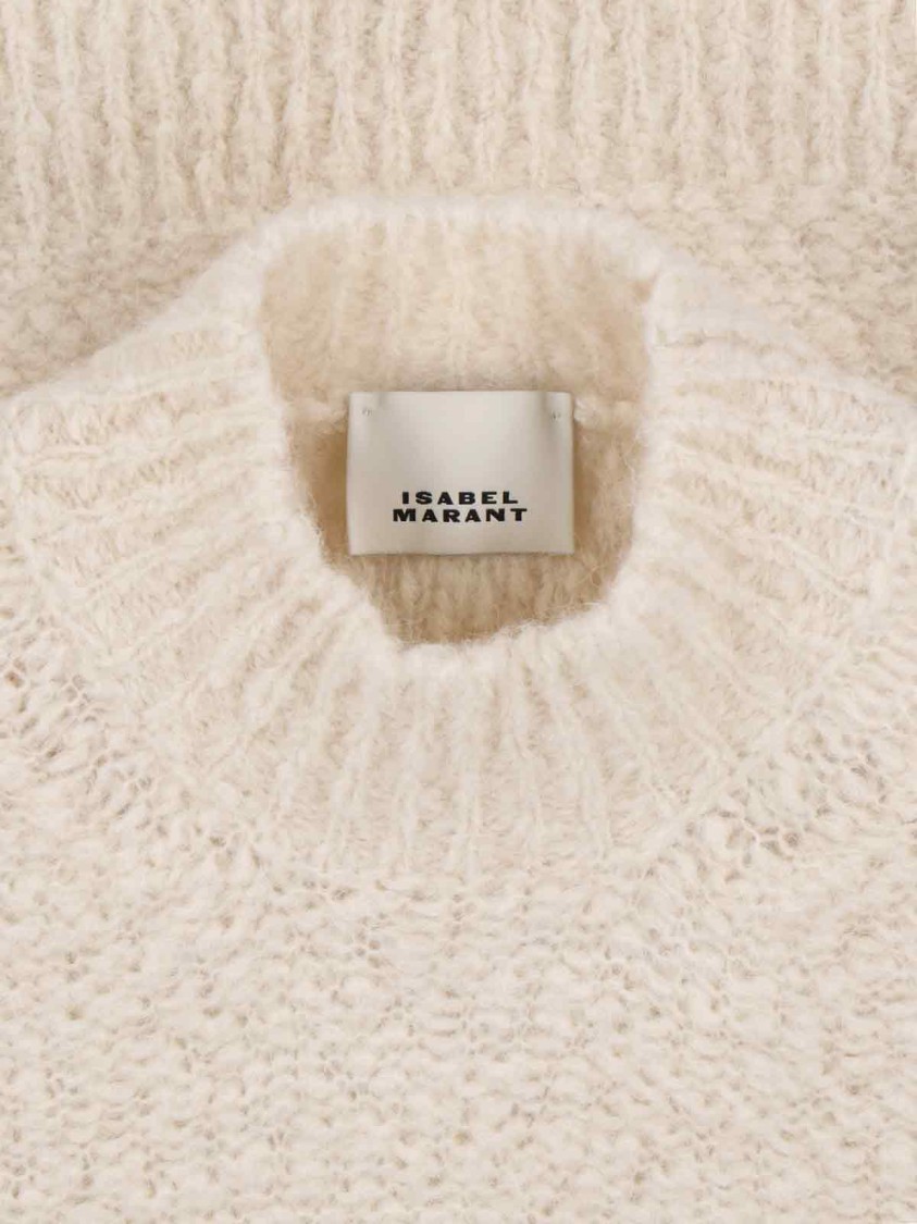 Isabel Marant Relaxed Fit High Neck Sweater With Longer Hem In Neutral