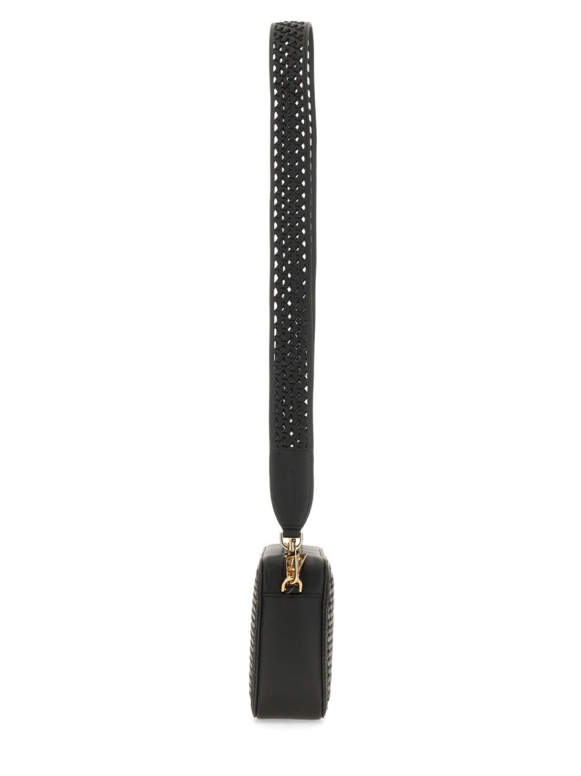Shop Michael Michael Kors Textured Rectangular Black Leather Shoulder Bag