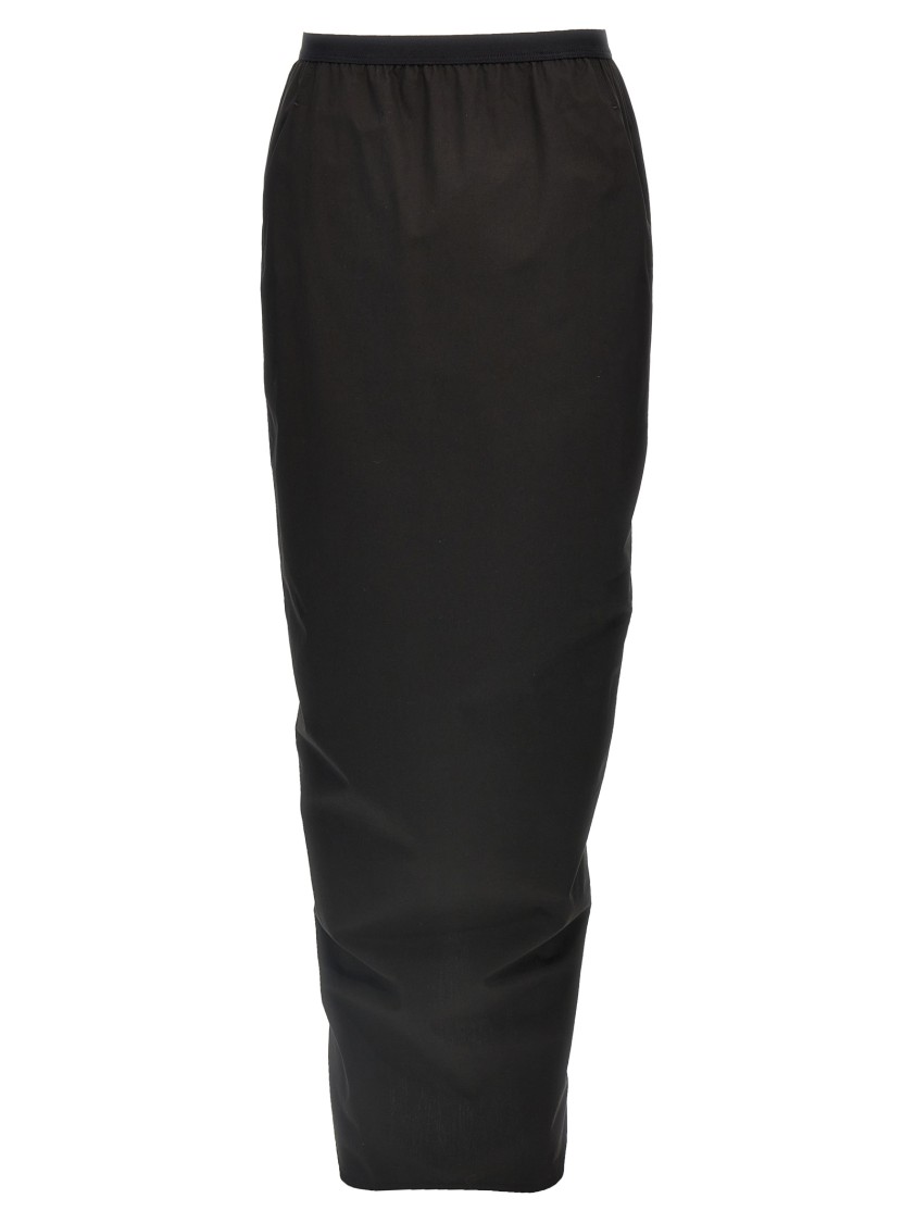 Rick Owens Soft Cotton Long Skirt With Back Split In Black