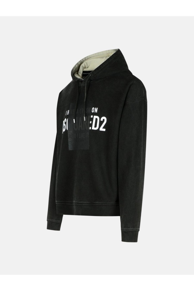 Dsquared2 Graphic Print Sweatshirt With Hood In Black