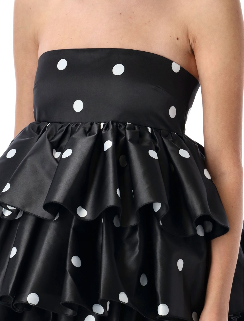 Shop Rotate Birger Christensen Rotate Satin Ruffled Mini Dress In Black