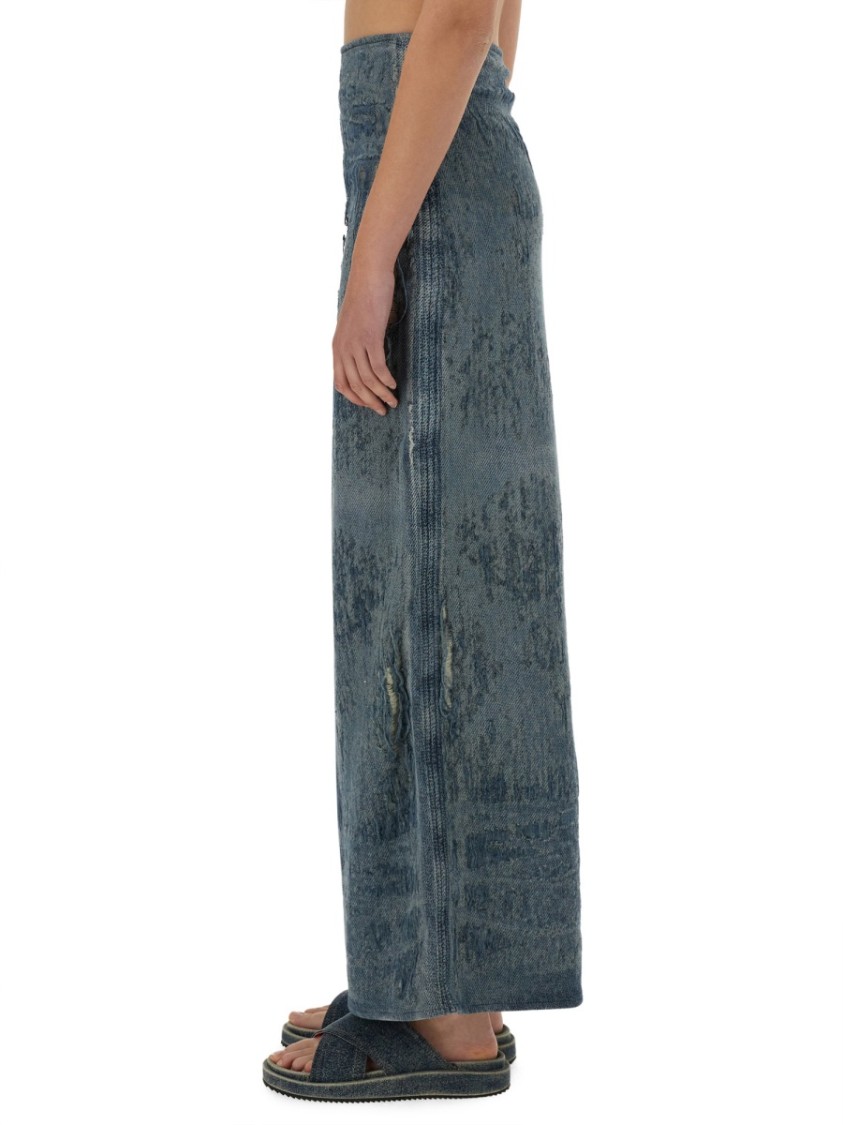 Diesel Megan Distressed High-waisted Long Skirt In Gray