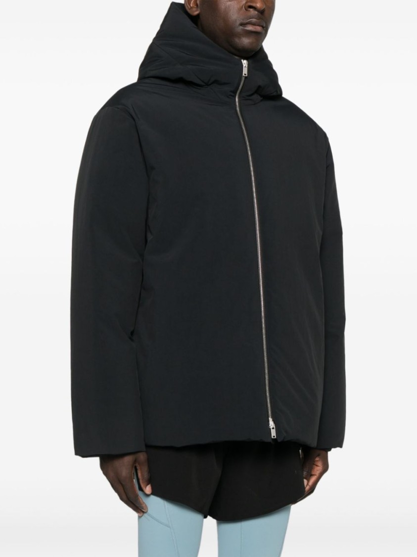 Jil Sander Padded Hooded Jacket Adjustable Hem In Black