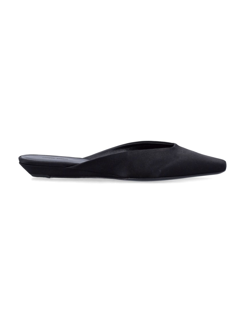 Shop Loulou Studio Pointed Toe Mules With Angled Heel In Black