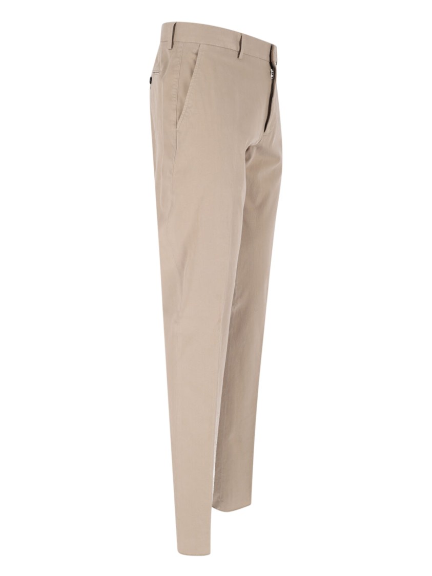 ZEGNA ZEGNA BEIGE COTTON CHINO PANTS WITH MEDIUM WAIST