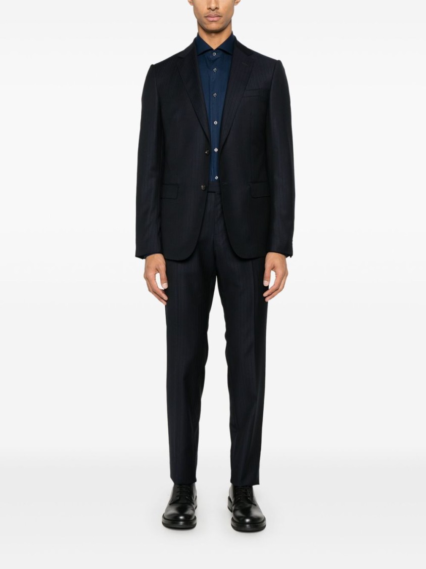 Corneliani Tailored Blue Shirt With Classic Collar In Blue
