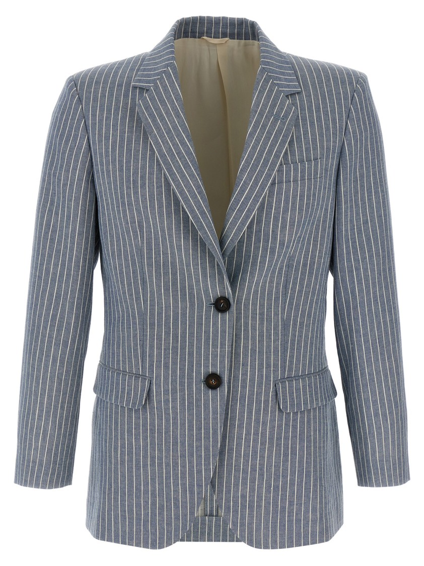 Brunello Cucinelli Pinstriped Linen Hemp Twill Blazer