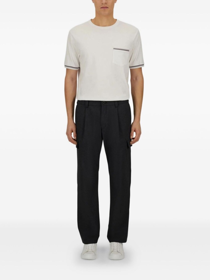 Herno Anthracite Trousers With Cargo Pockets And Belt Loops In Black
