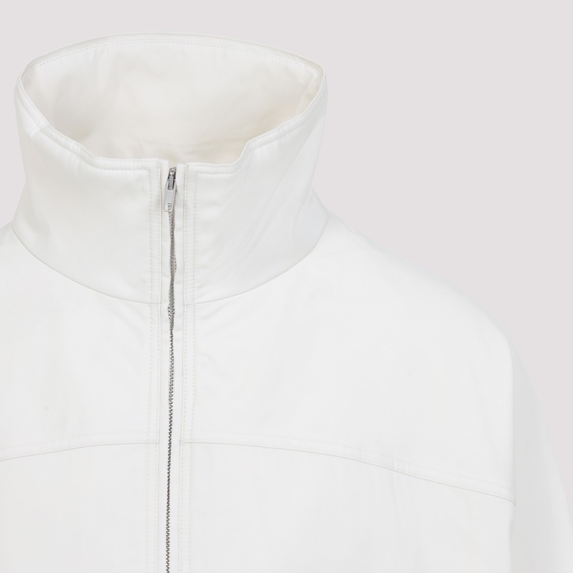 Mordecai High Collar White Jacket With Relaxed Fit In Neutrals