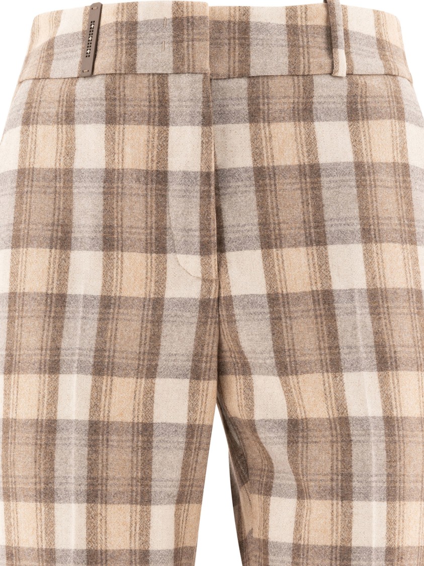 Peserico Check Wool Trousers In Multi