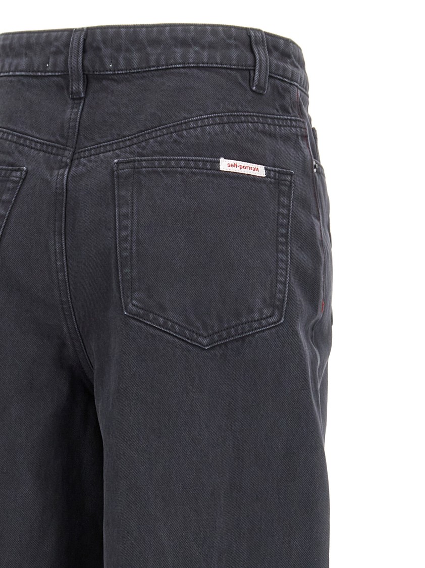 Self-portrait Self Portrait Straight Jeans With Bows In Blue