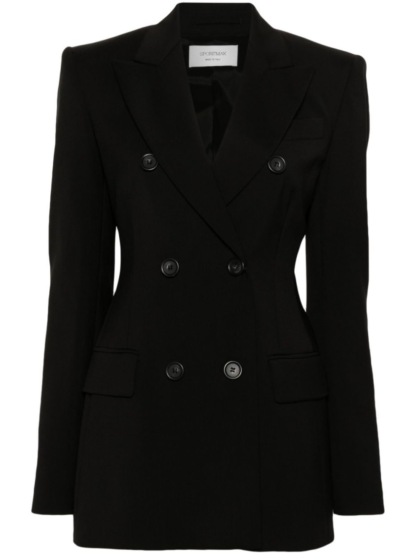 Shop Sportmax Double-breasted Virgin Wool Jacket With Tailored Fit And Silhouette In Black