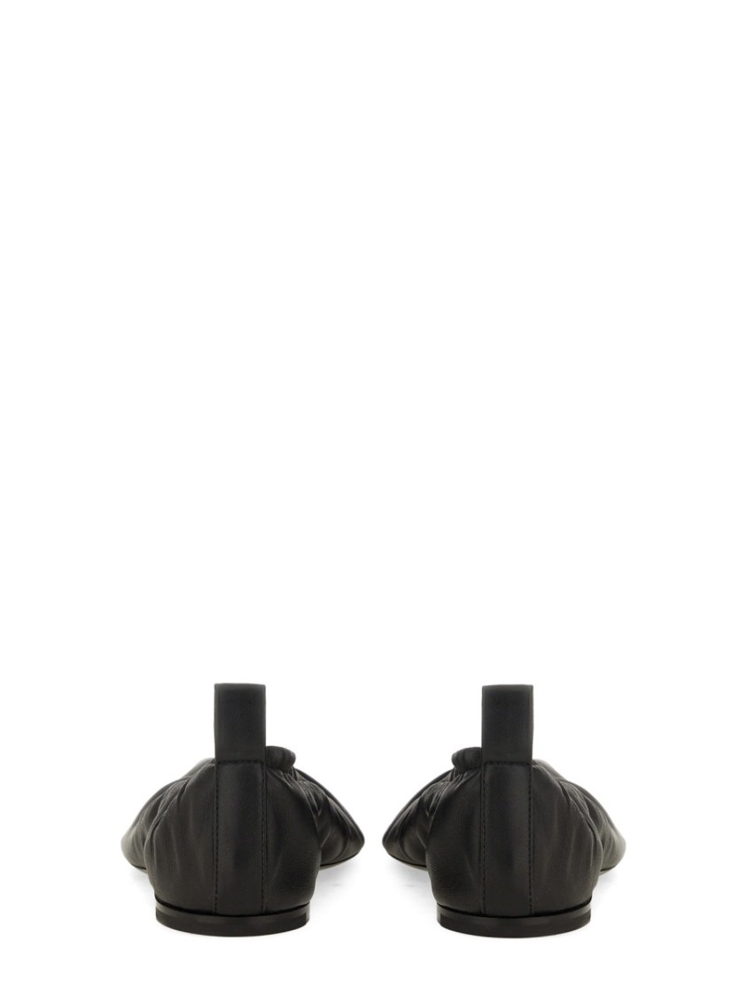 Jil Sander Nappa Ballerina Flats With Subtle Heel In Black