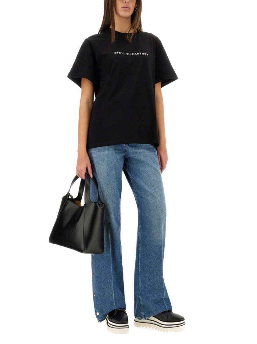 Stella Mccartney T-shirt With Logo Print And Crew Neckline