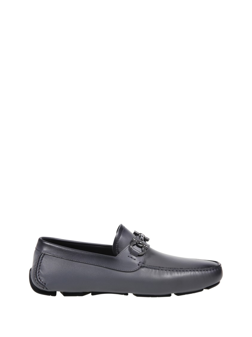 Ferragamo Lagos Leather Loafers In Grey