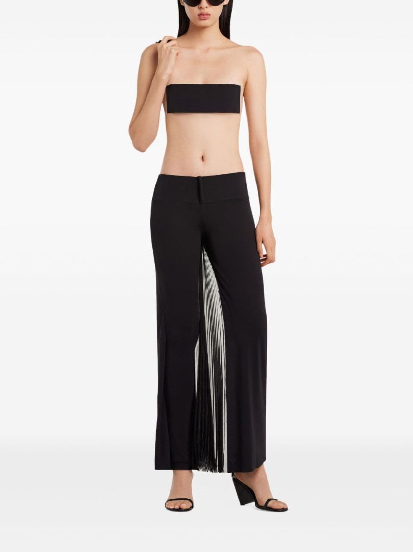 Shop Courrèges Tailored Black Trousers With Unique Fringe Detail