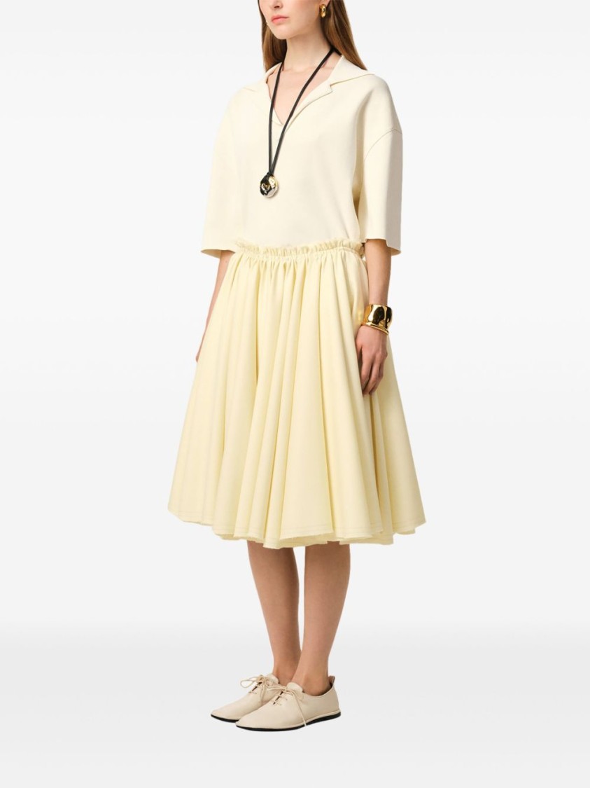 Ami Alexandre Mattiussi Ami Flowing Poppy Cream Wool Pleated Skirt In Multi