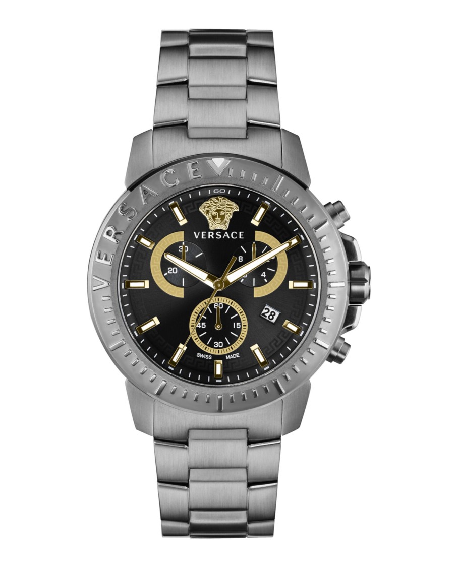 Versace New Chrono Chronograph Watch In Gray