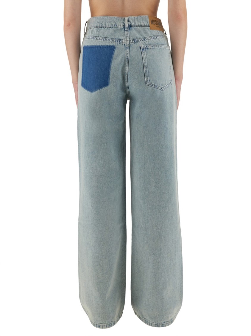 Moschino Wide-leg Light Blue Denim Jeans In Blue
