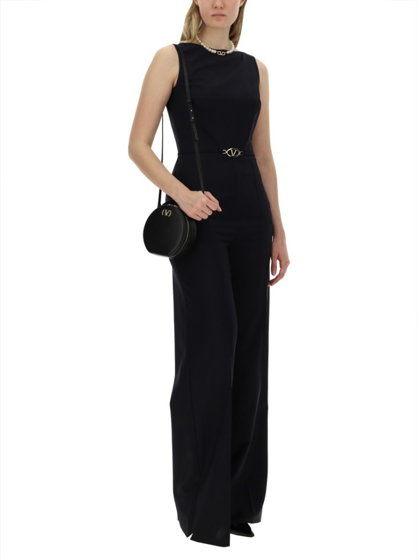 Valentino Belted Waist Jumpsuit Featuring V Detail