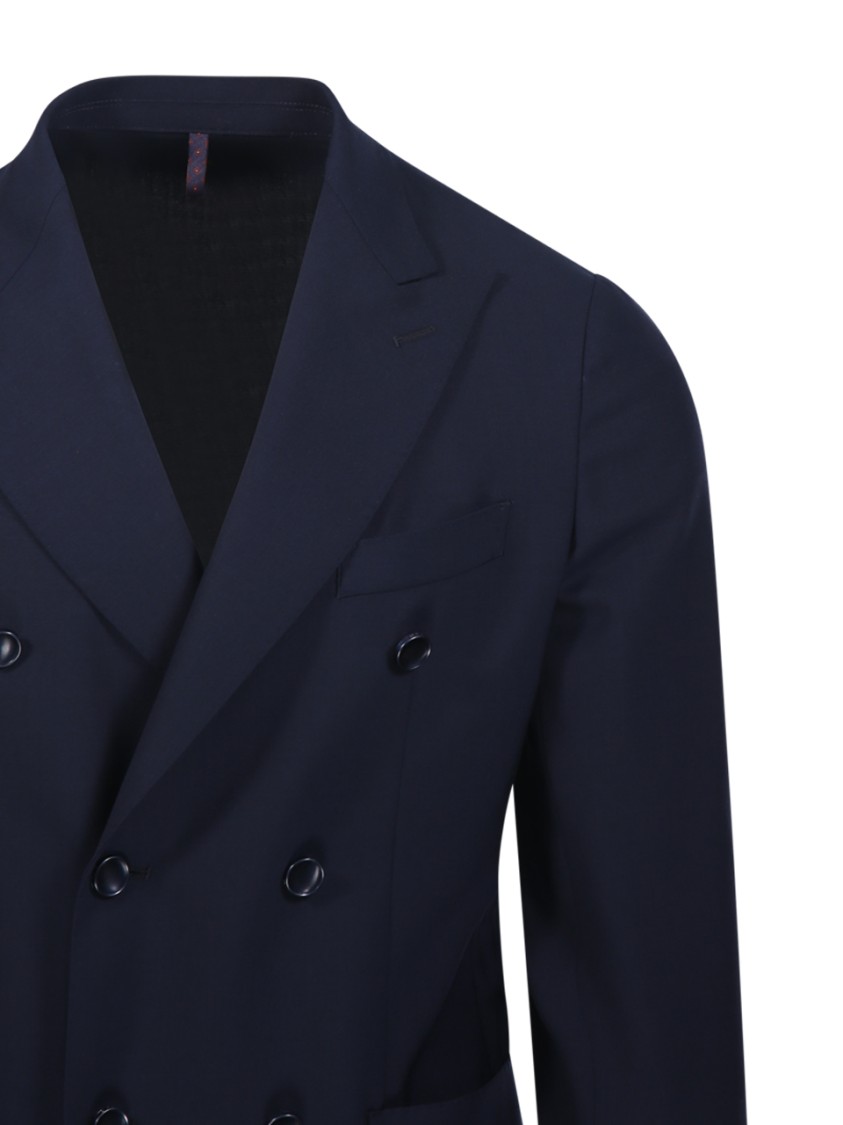 Santaniello Double-breasted Tailored Jacket In Blue