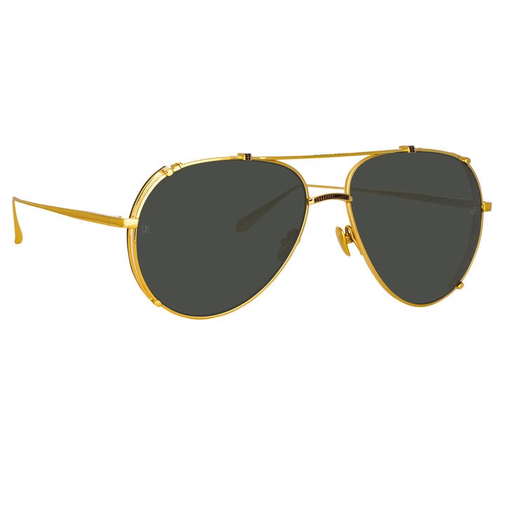 Shop Linda Farrow Newman Aviator Sunglasses In Y