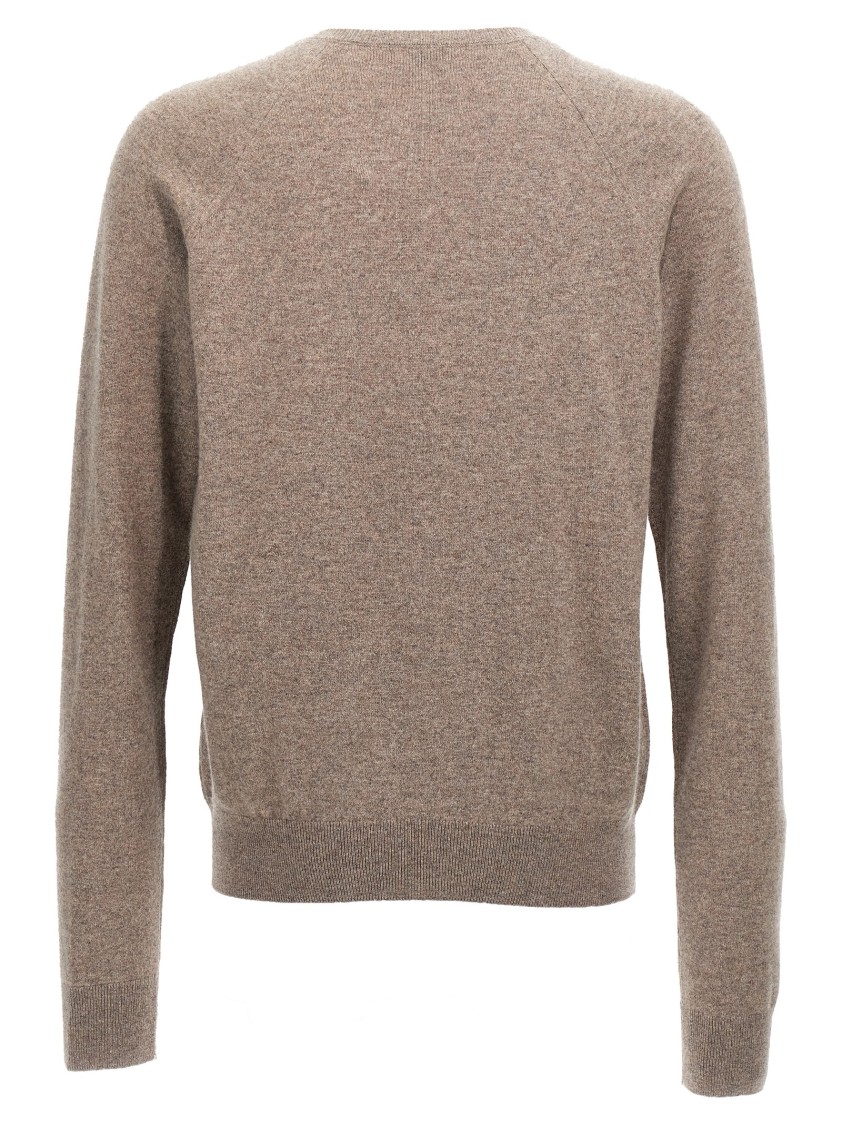 Saint Laurent Logo Embroidery Sweater In Brown