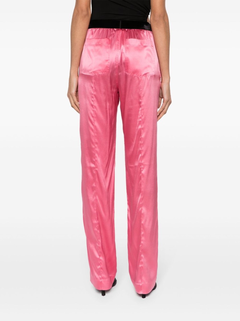 Tom Ford Flamingo Pink Stretch-silk Trousers In Pink