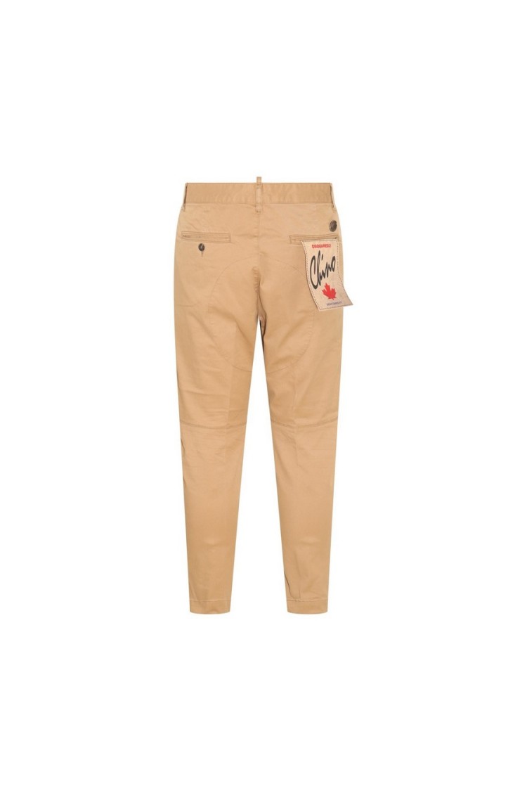 Dsquared2 Tailored Beige Trousers With Soft Cotton-elastan Blend In Nude