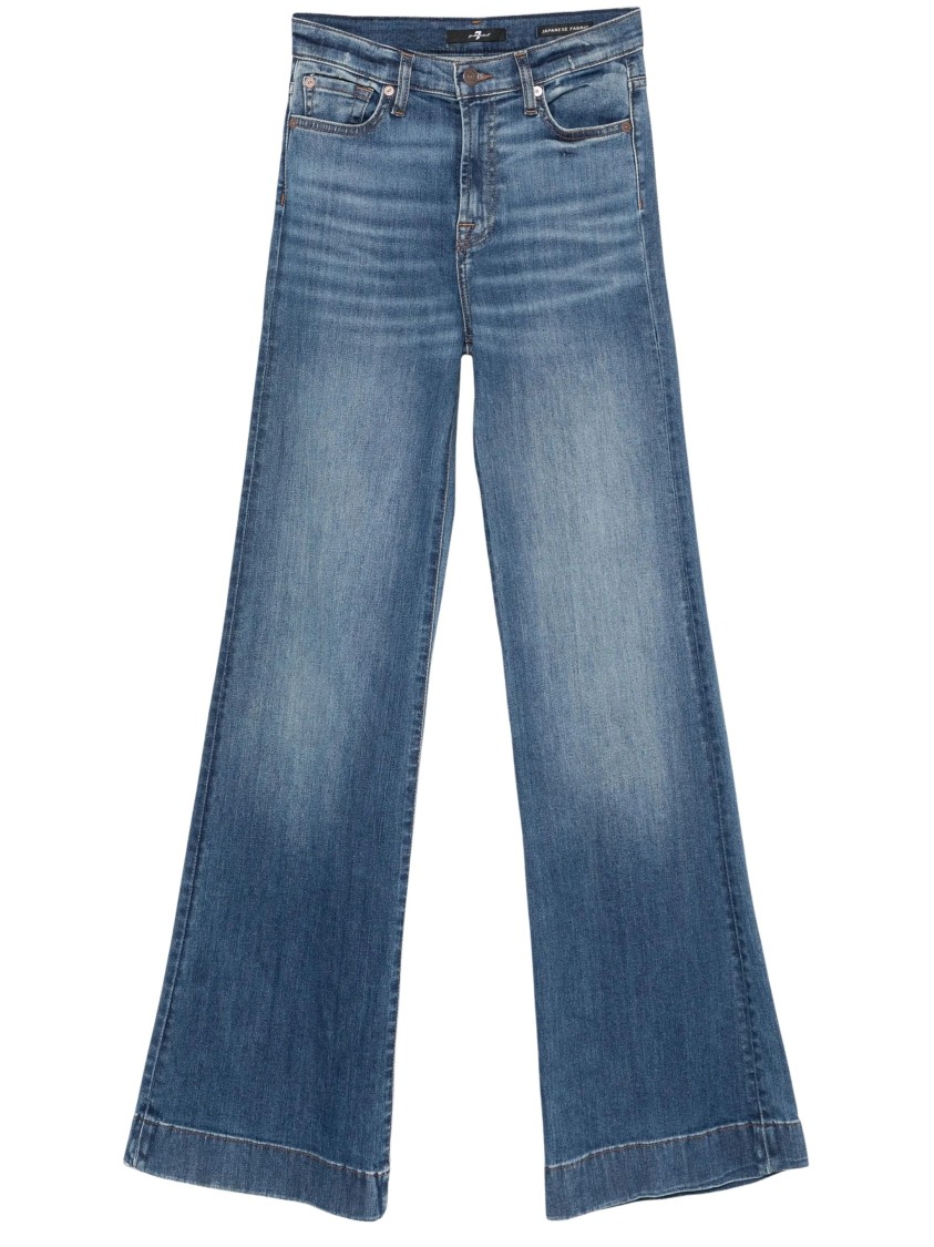 7 For All Mankind Wide-leg High-waist Jeans With Vintage Fading