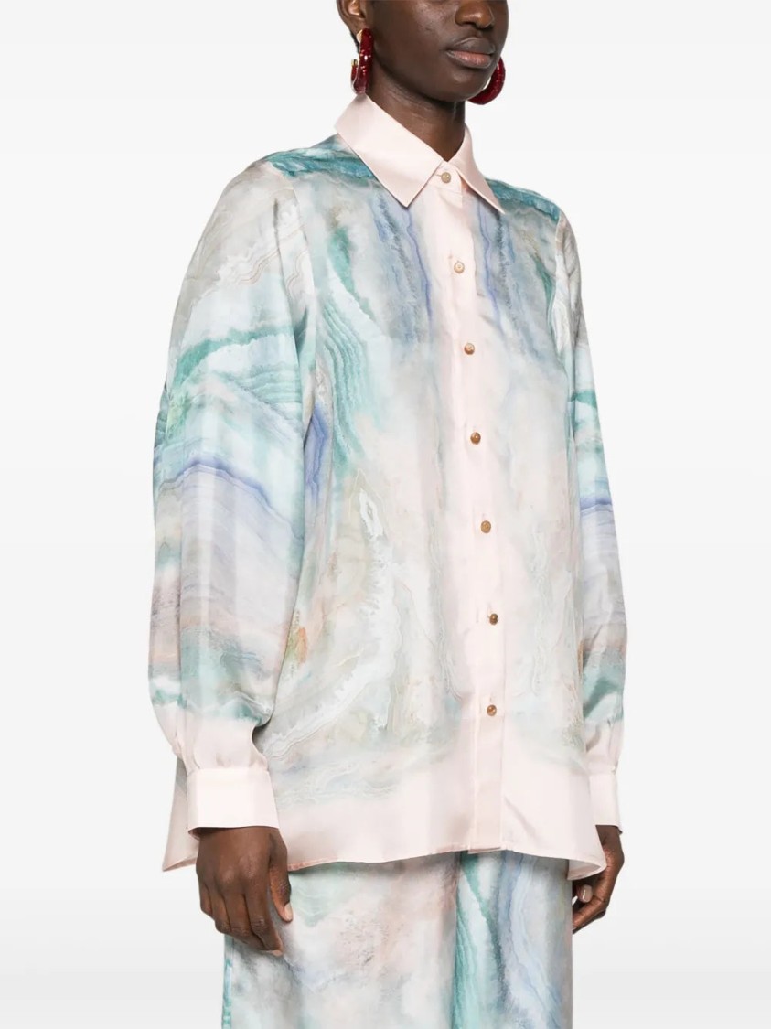 Zimmermann Womens Illuminate Printed Relaxed-fit Silk Shirt Blue Agate Xl
