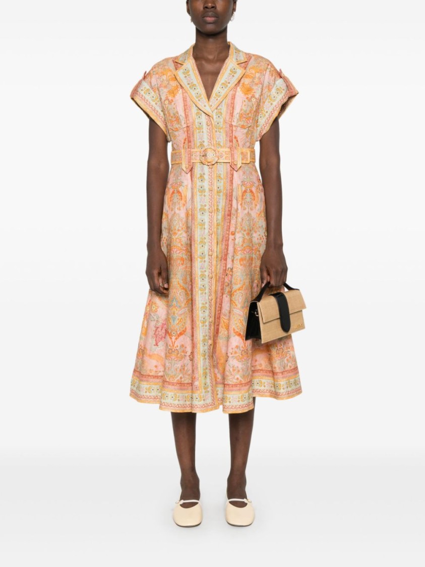 Shop Zimmermann Acacia Midi Dress In Neutrals