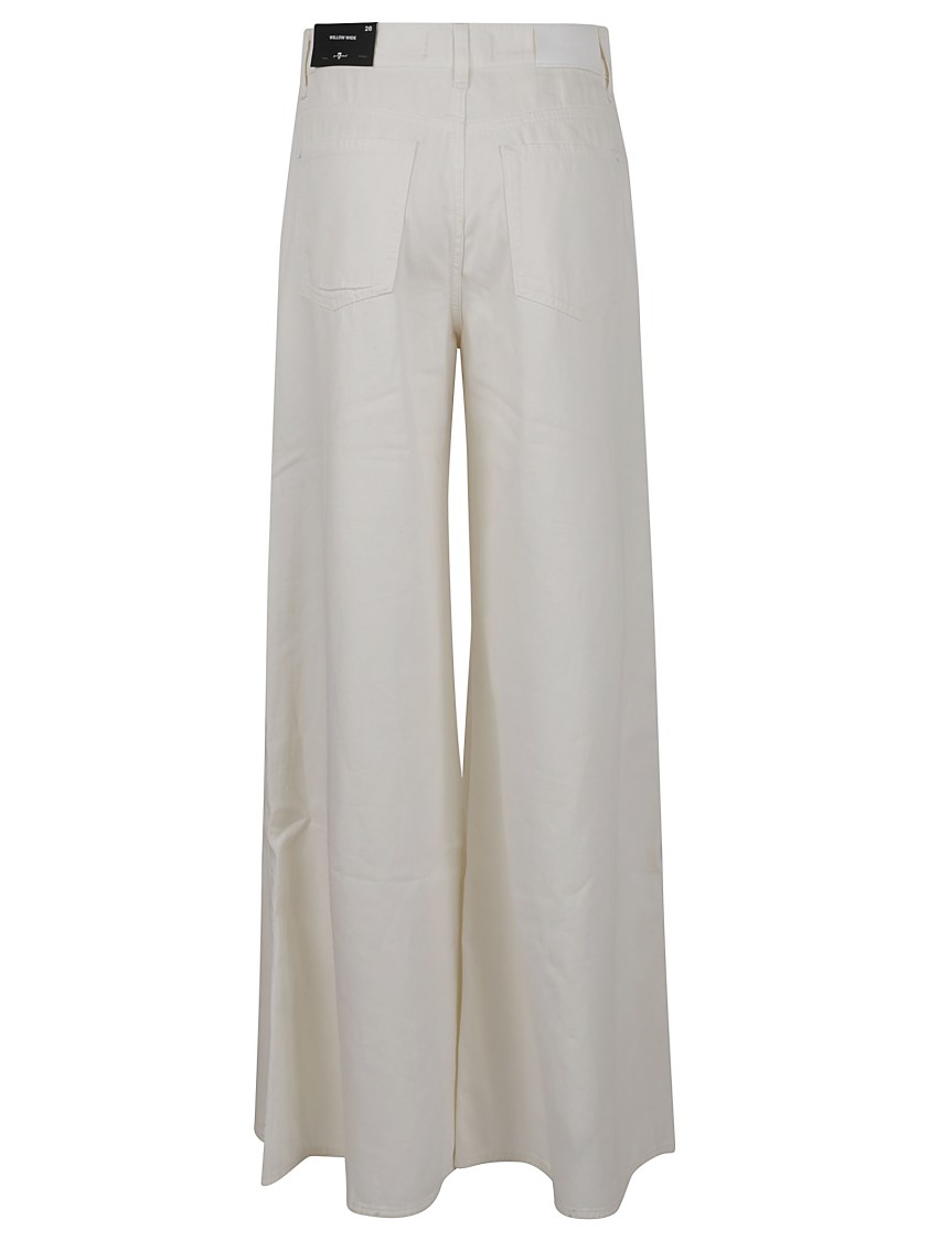 7 For All Mankind Ventilated Linen Wide-leg Jeans With Five Pockets In Neutrals